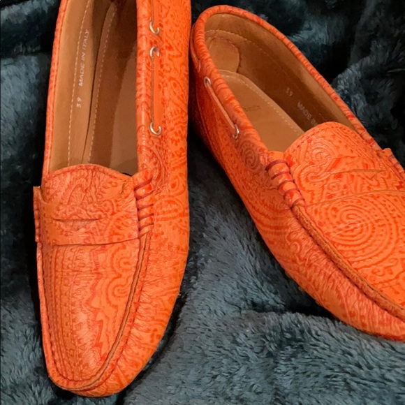 Orange Leather Etro Loafers - Picture 2 of 7